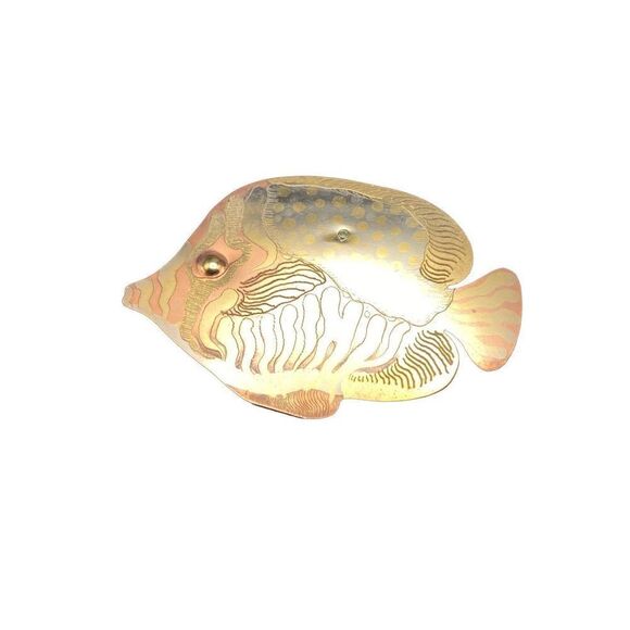 Tropical fish mixed metal tone pin large - Picture 3 of 7